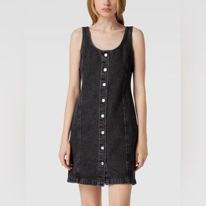 Levi’s Black Acid Wash Denim Button Up Sleeveless Midi Dress